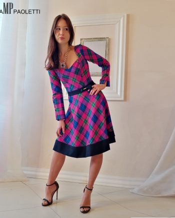 Abito  bustier corolla in  Tartan scozzese Marisa Paoletti